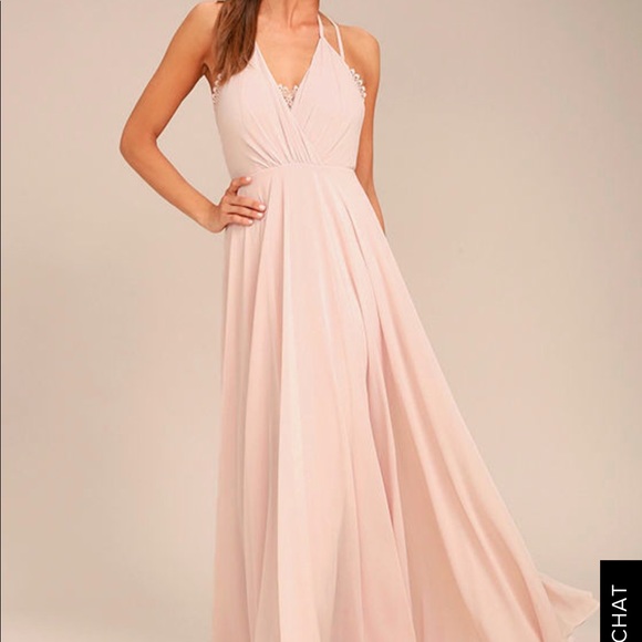 blush lace maxi dress